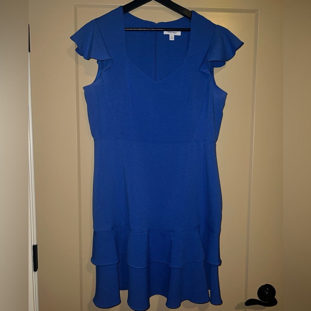 Nine West Dress Women's 16 Blue Sheath Midi Career Workwear